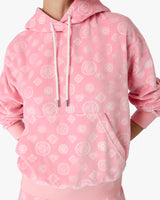 Pink Velour Monogram Hooded Sweatshirt