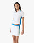 White & Blue Pique Cut-Out Polo Shirt