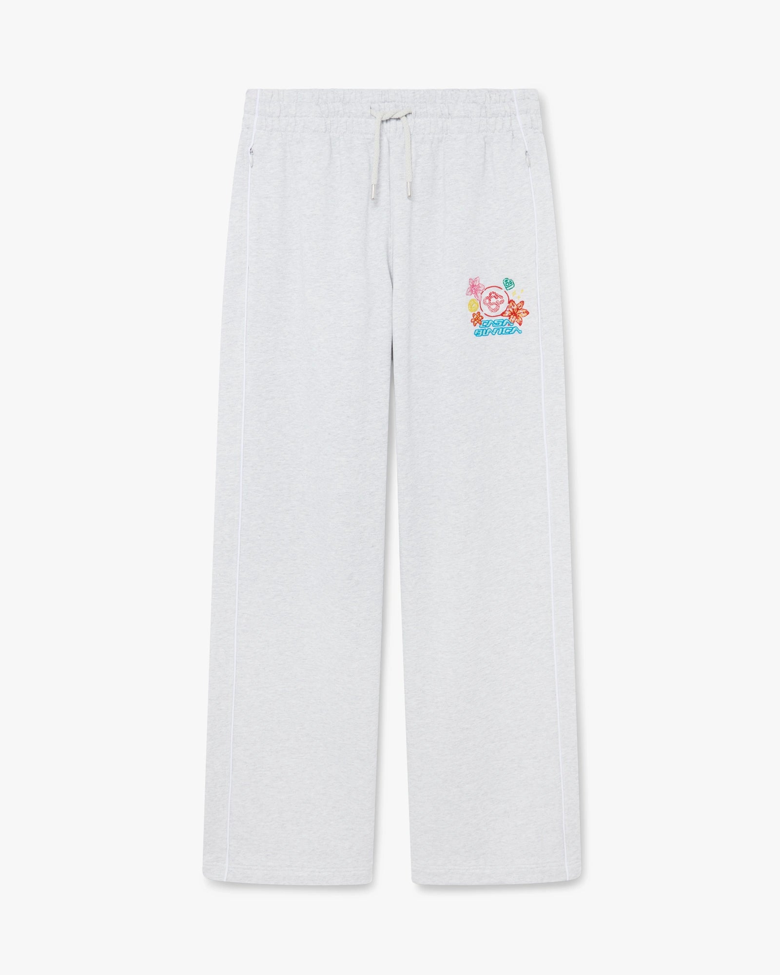 Grey Embroidered Cropped Sweatpants