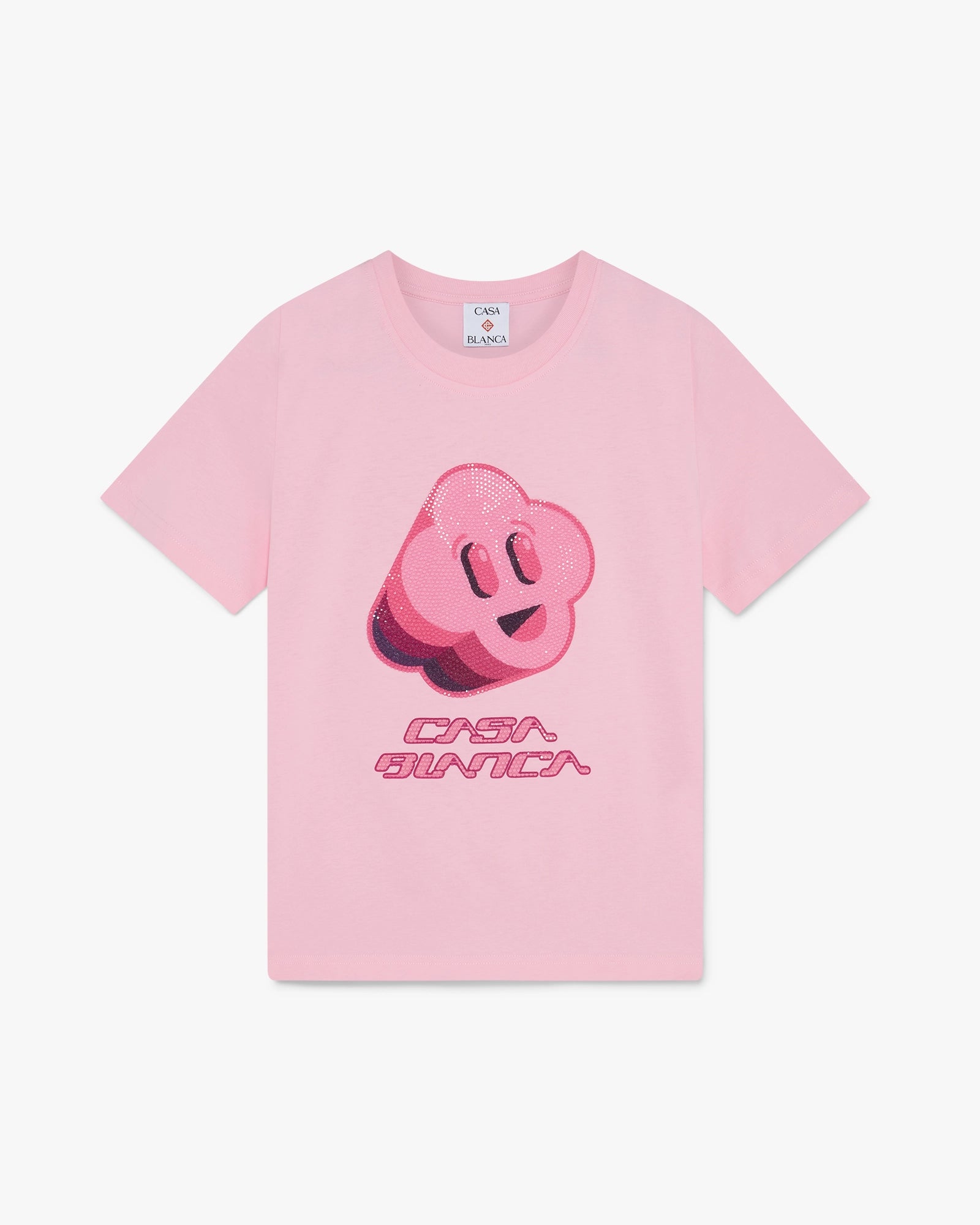 Pink Embellished CC Smile Fitted Short Sleeve T-Shirt