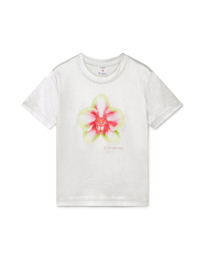 Silver Glitch Orchid Ribbed Top