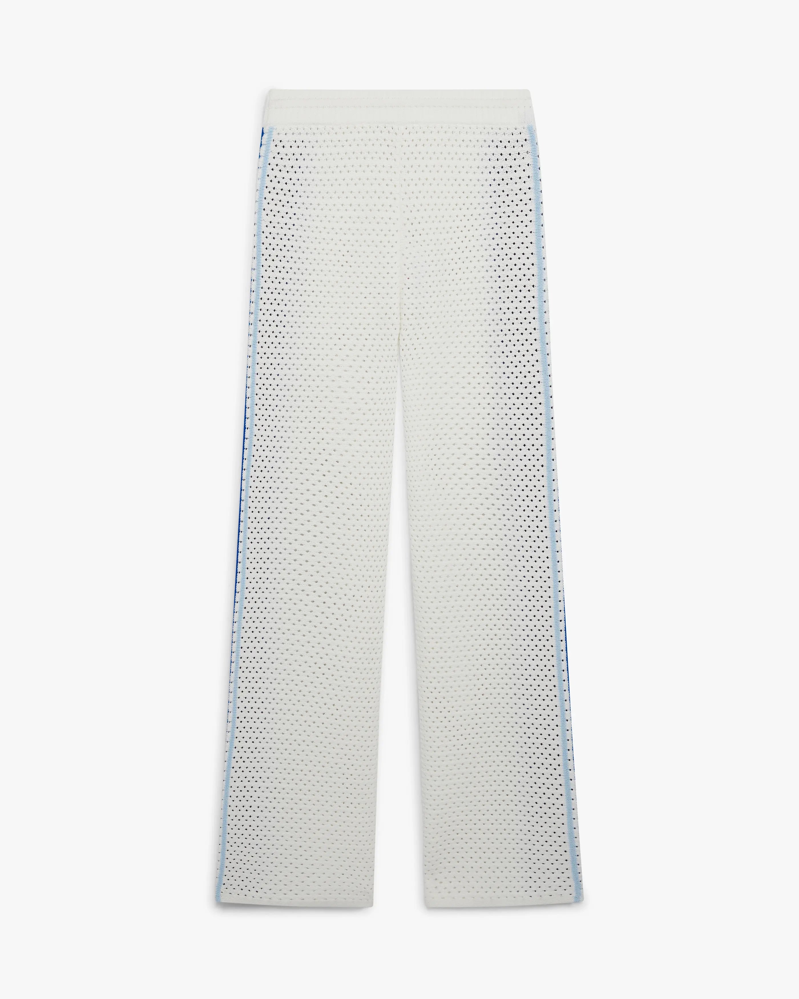 White & Blue Striped Mesh Trousers