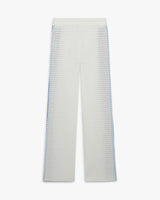 White & Blue Striped Mesh Trousers