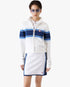 White & Blue Striped Mesh Bomber Jacket