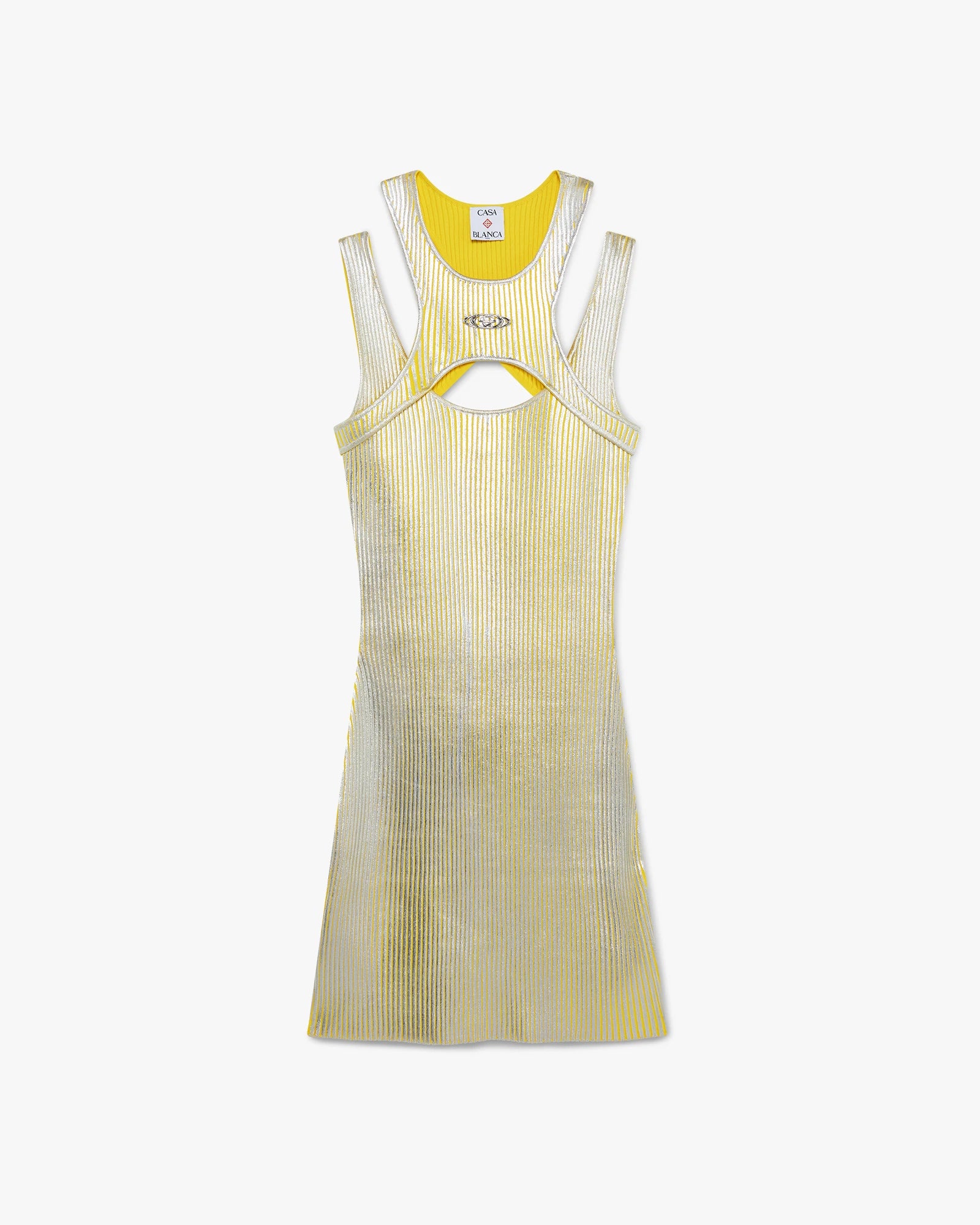 Yellow Foil Printed Mini Dress