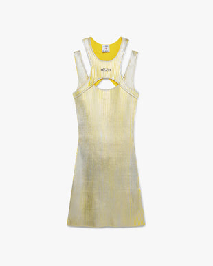 Yellow Foil Printed Mini Dress