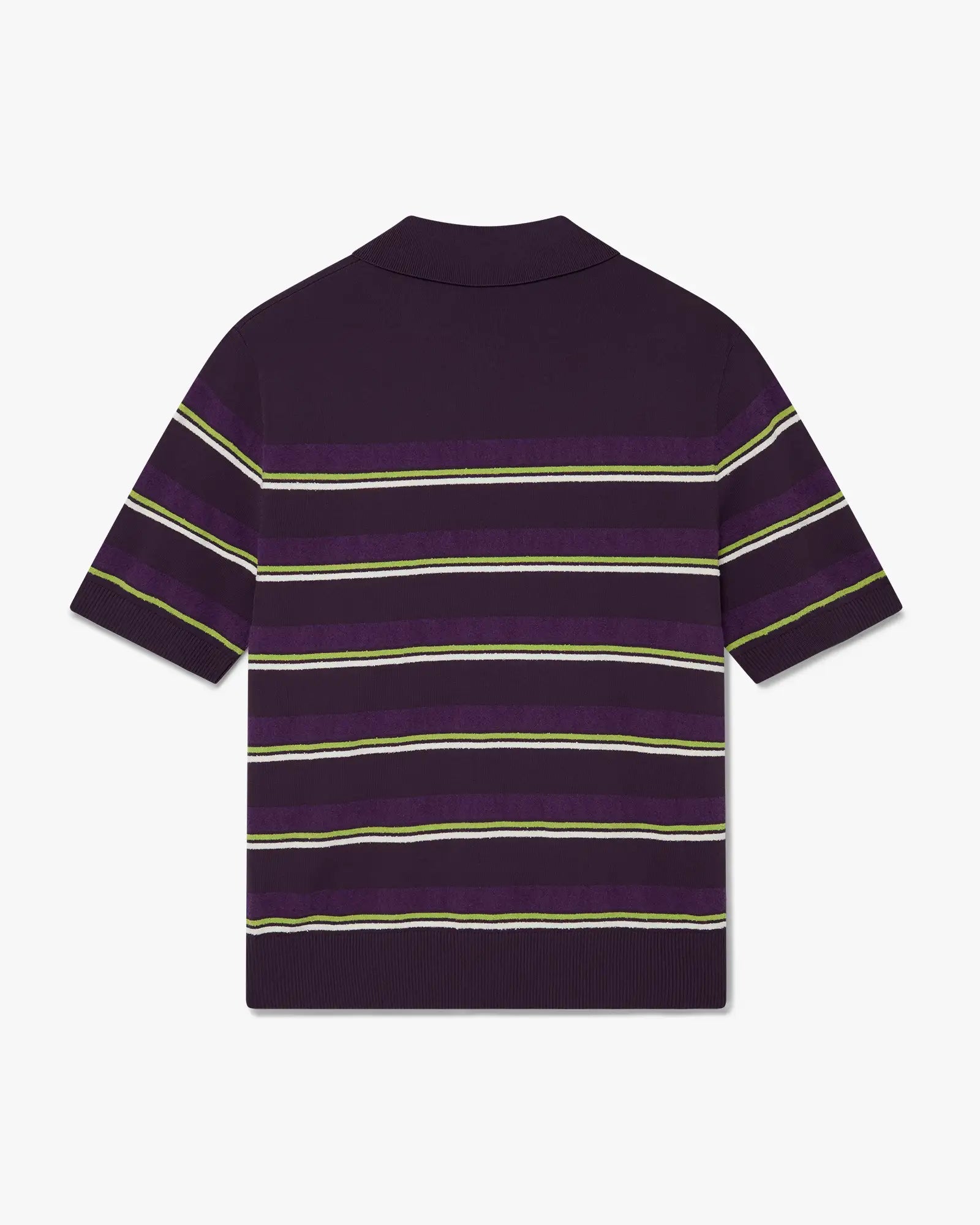 Purple & Green Striped Fitted Polo Shirt