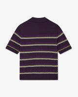 Purple & Green Striped Fitted Polo Shirt