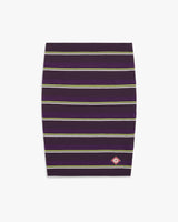 Purple & Green Striped Pleated Midi Skirt
