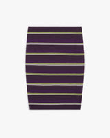 Purple & Green Striped Pleated Midi Skirt