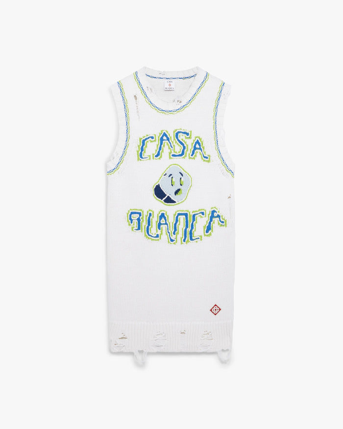 White Handknitted Mini Tank Dress