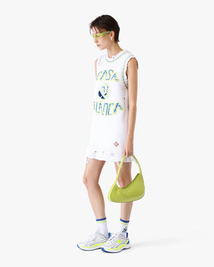 White Handknitted Mini Tank Dress