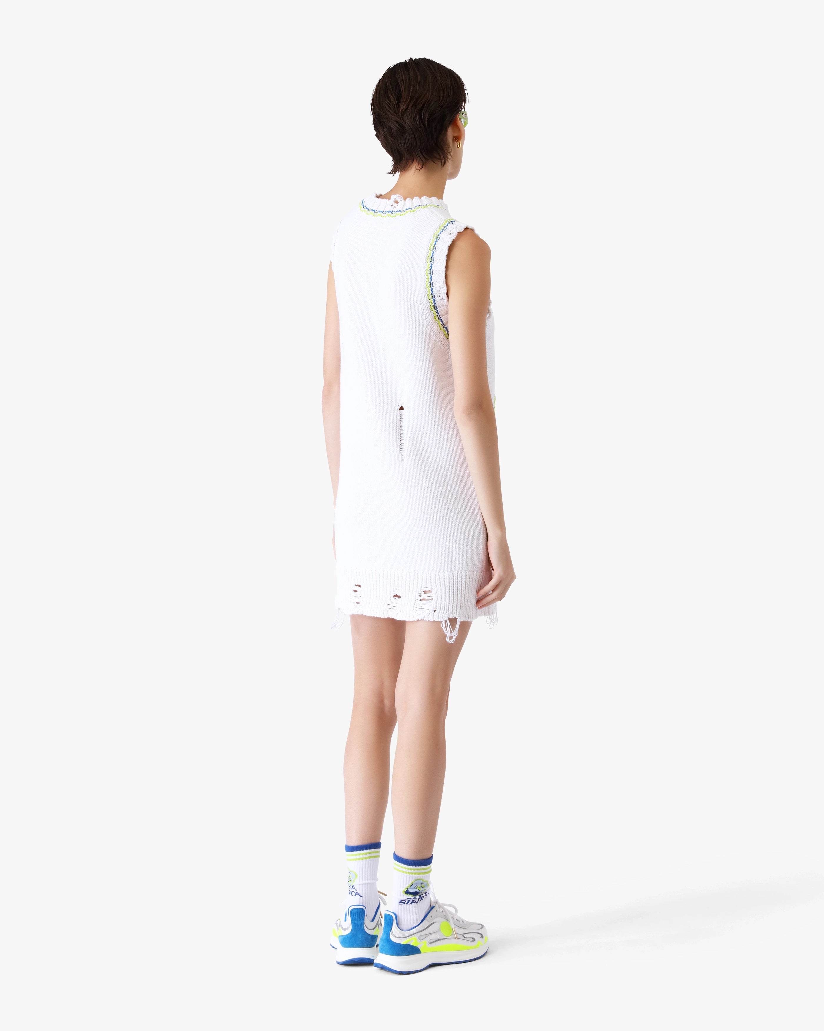 White Handknitted Mini Tank Dress
