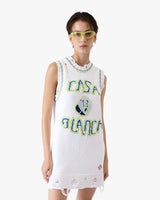 White Handknitted Mini Tank Dress