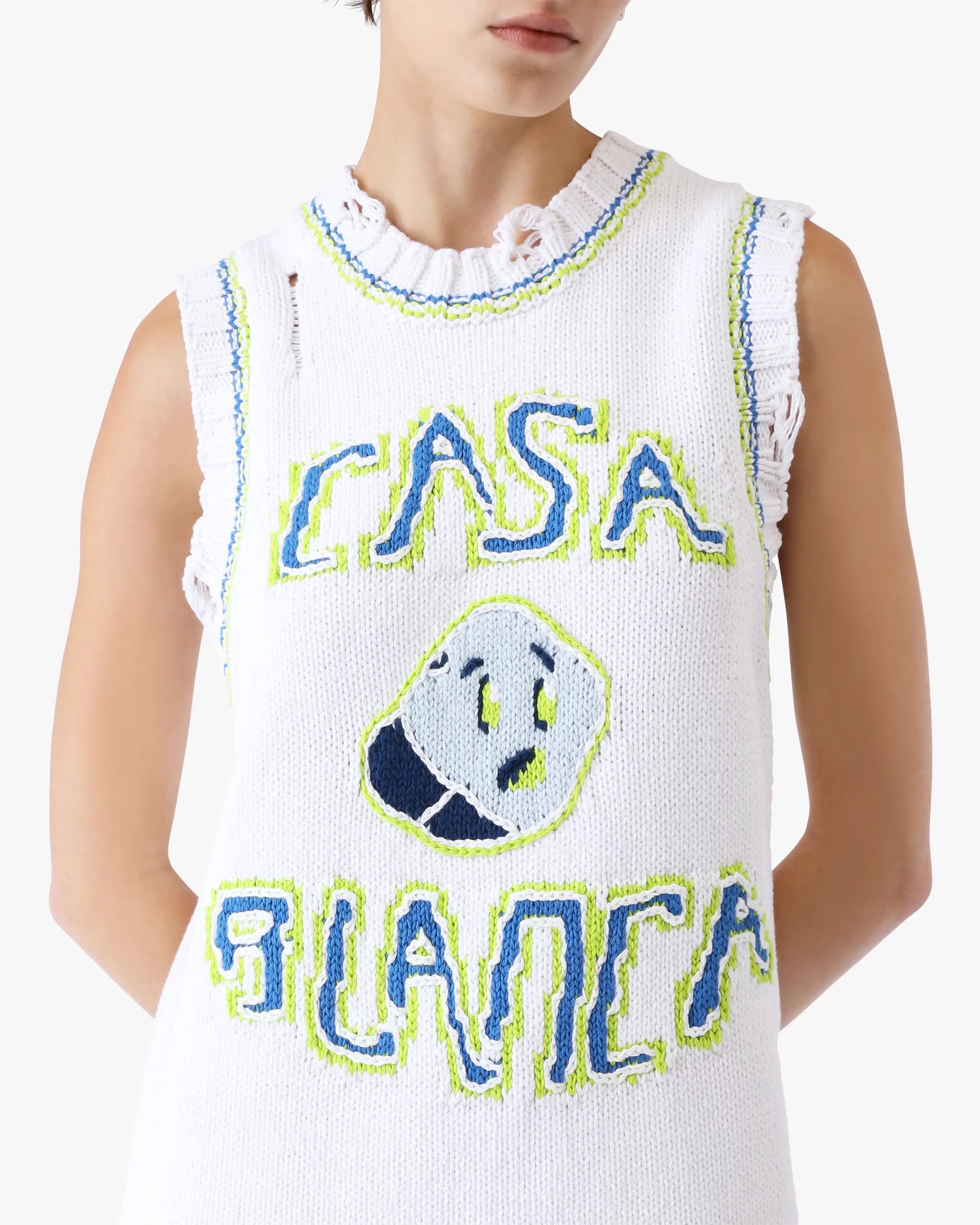 White Handknitted Mini Tank Dress