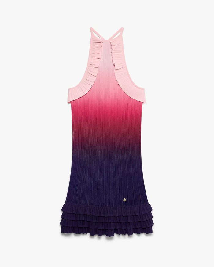 Pink Gradient Ruffle Midi Dress