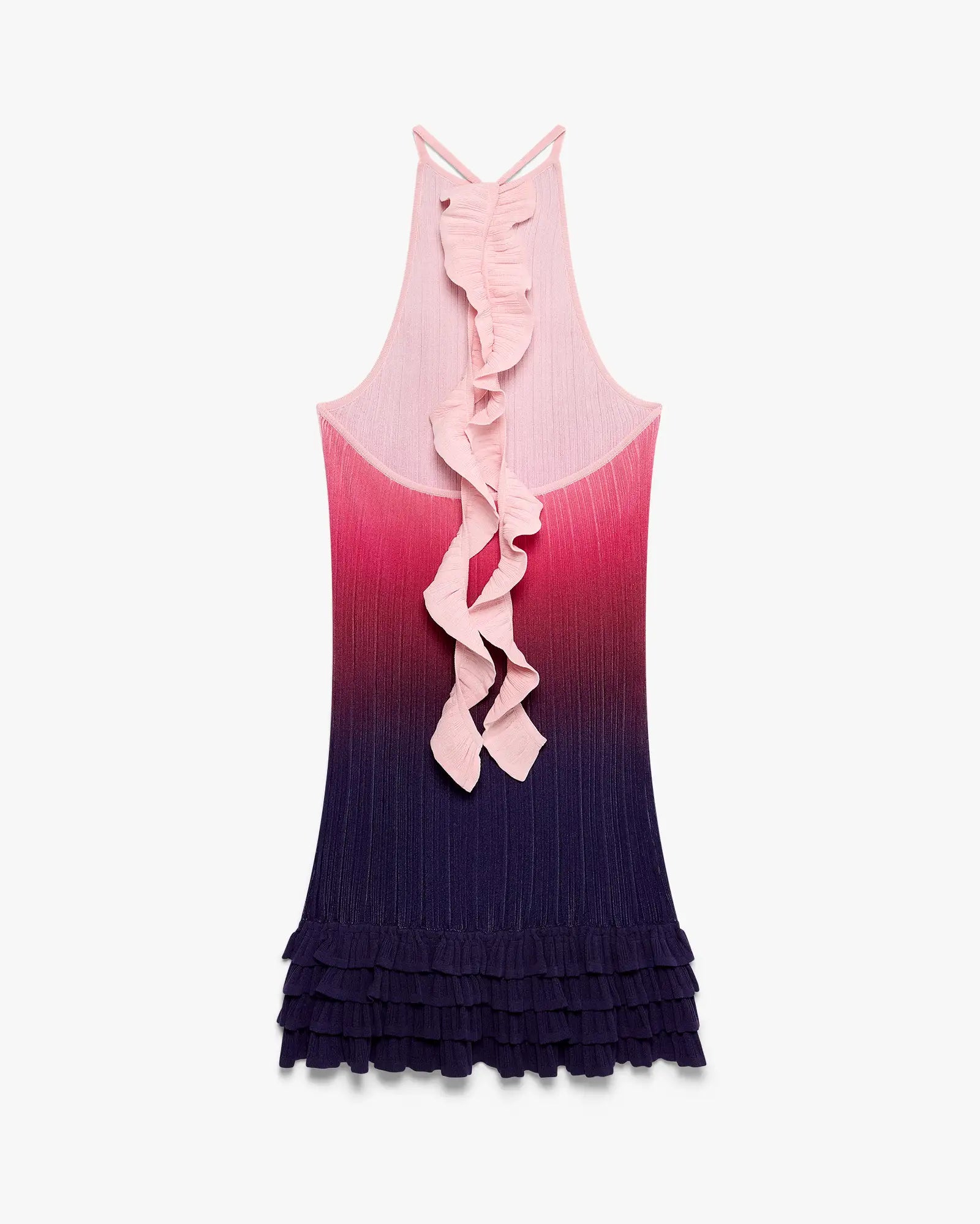 Pink Gradient Ruffle Midi Dress