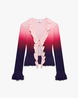 Pink Gradient Ruffle Long Sleeve Top
