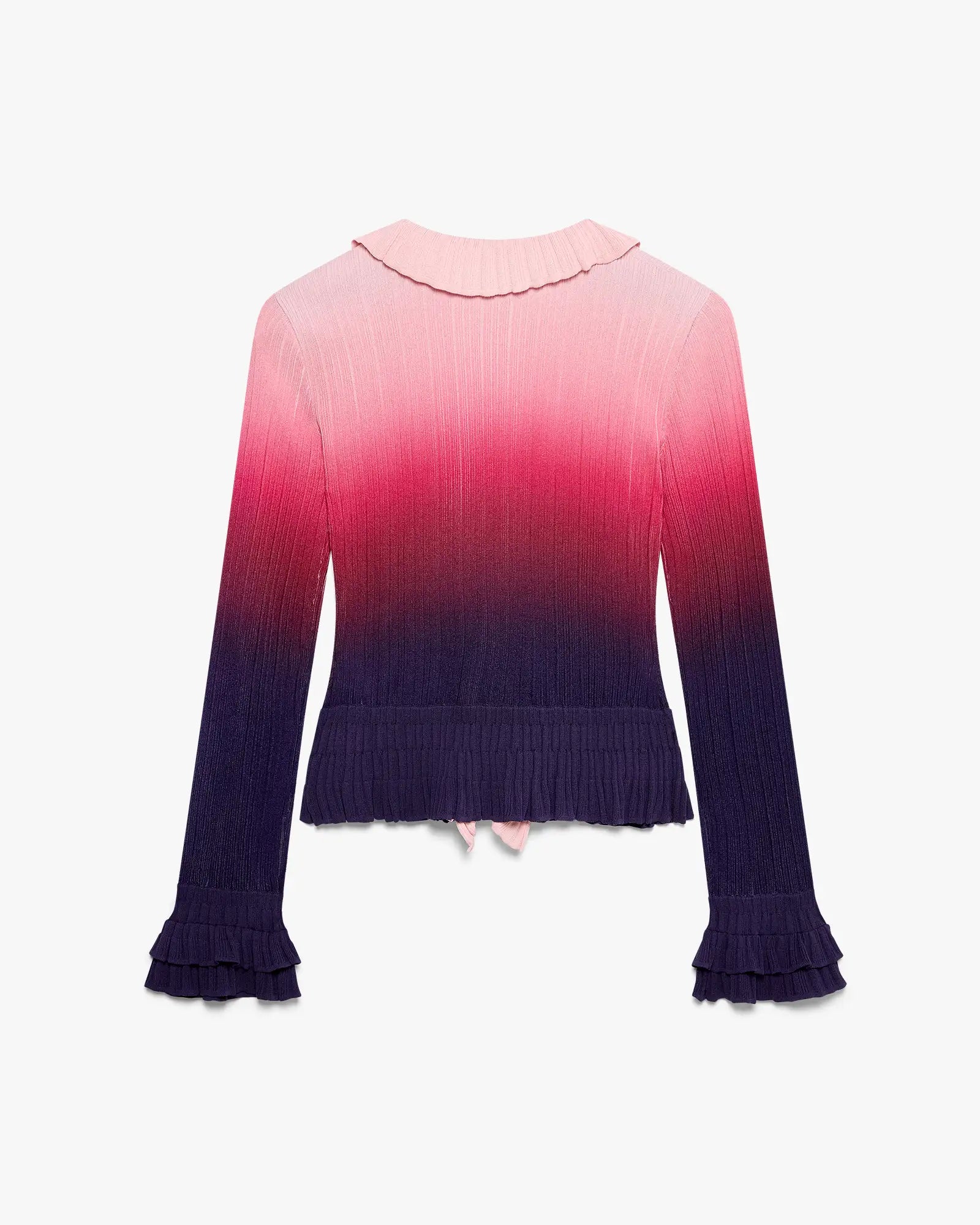 Pink Gradient Ruffle Long Sleeve Top
