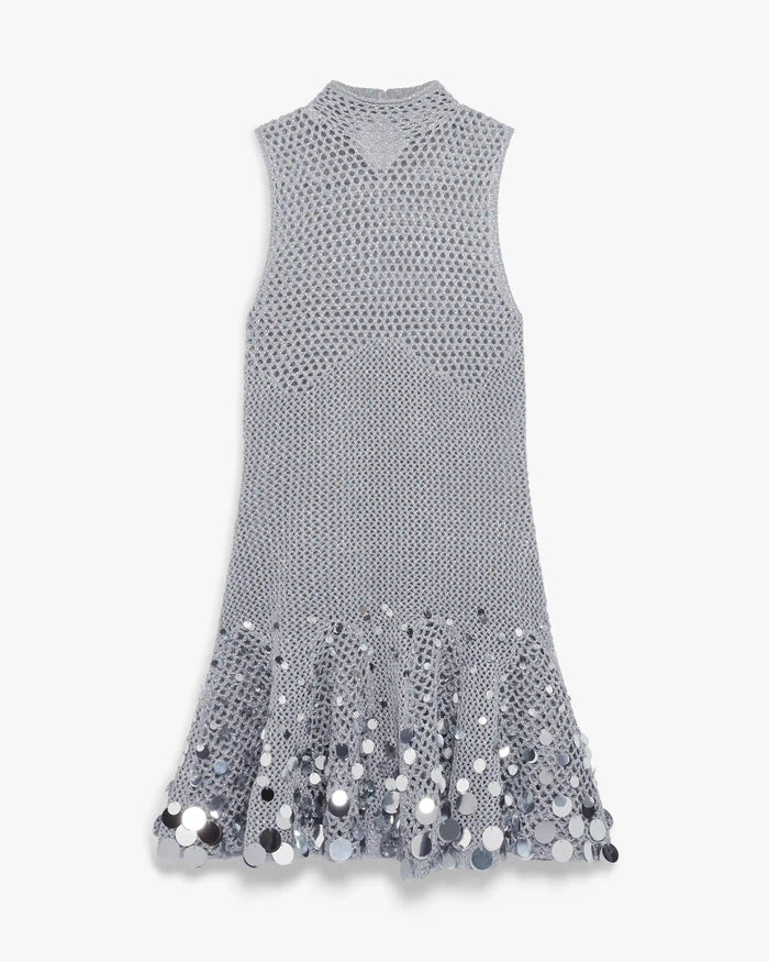 Casablanca Women's Crochet Mirror Mini Dress - Silver - Size S Casablanca Women's Crochet Mirror Mini Dress - Silver - Size S
