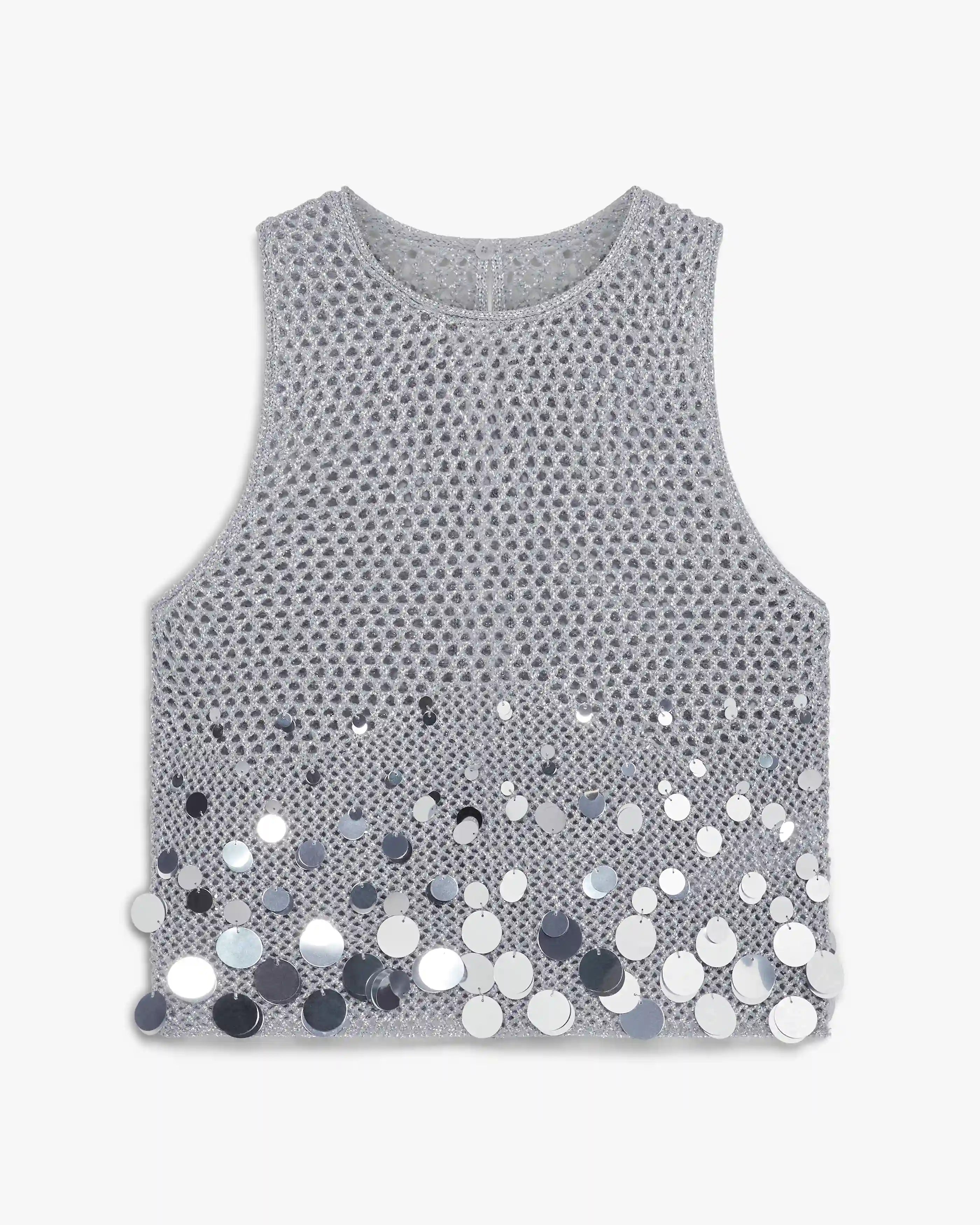 Silver Crochet Mirror Top