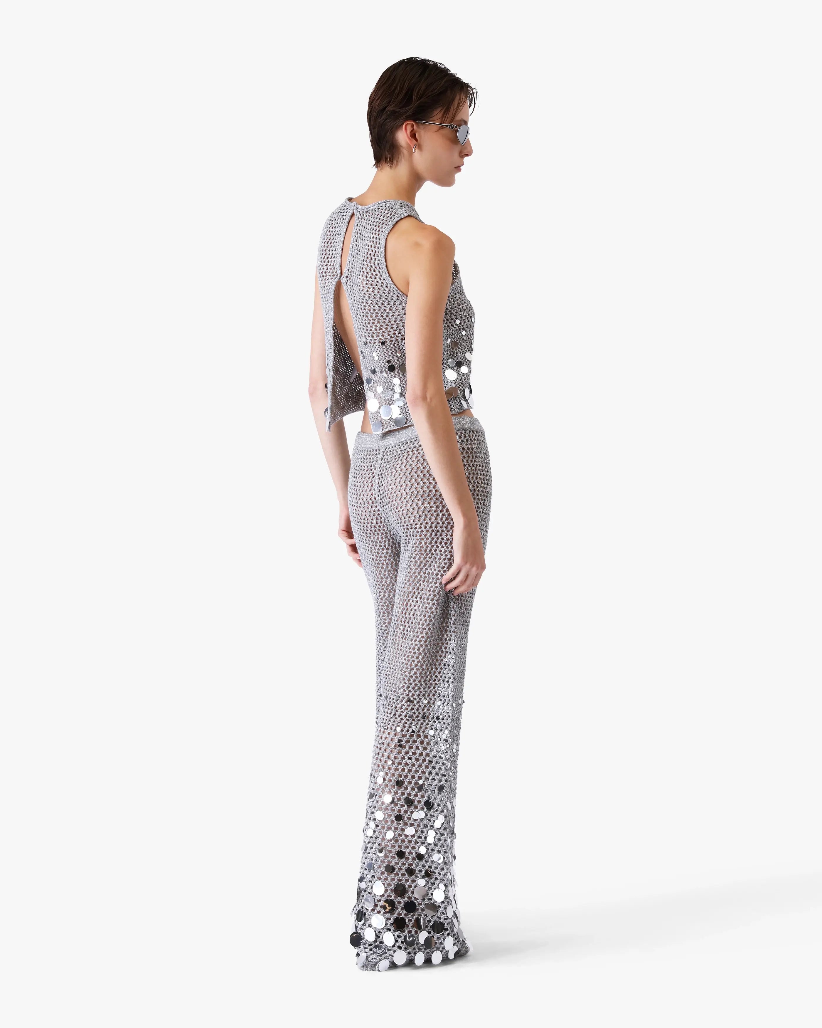 Silver Crochet Mirror Top