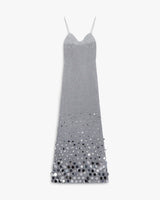 Silver Crochet Mirror Maxi Dress
