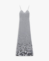 Silver Crochet Mirror Maxi Dress