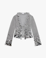 Silver Crochet Mirror Long Sleeve Top