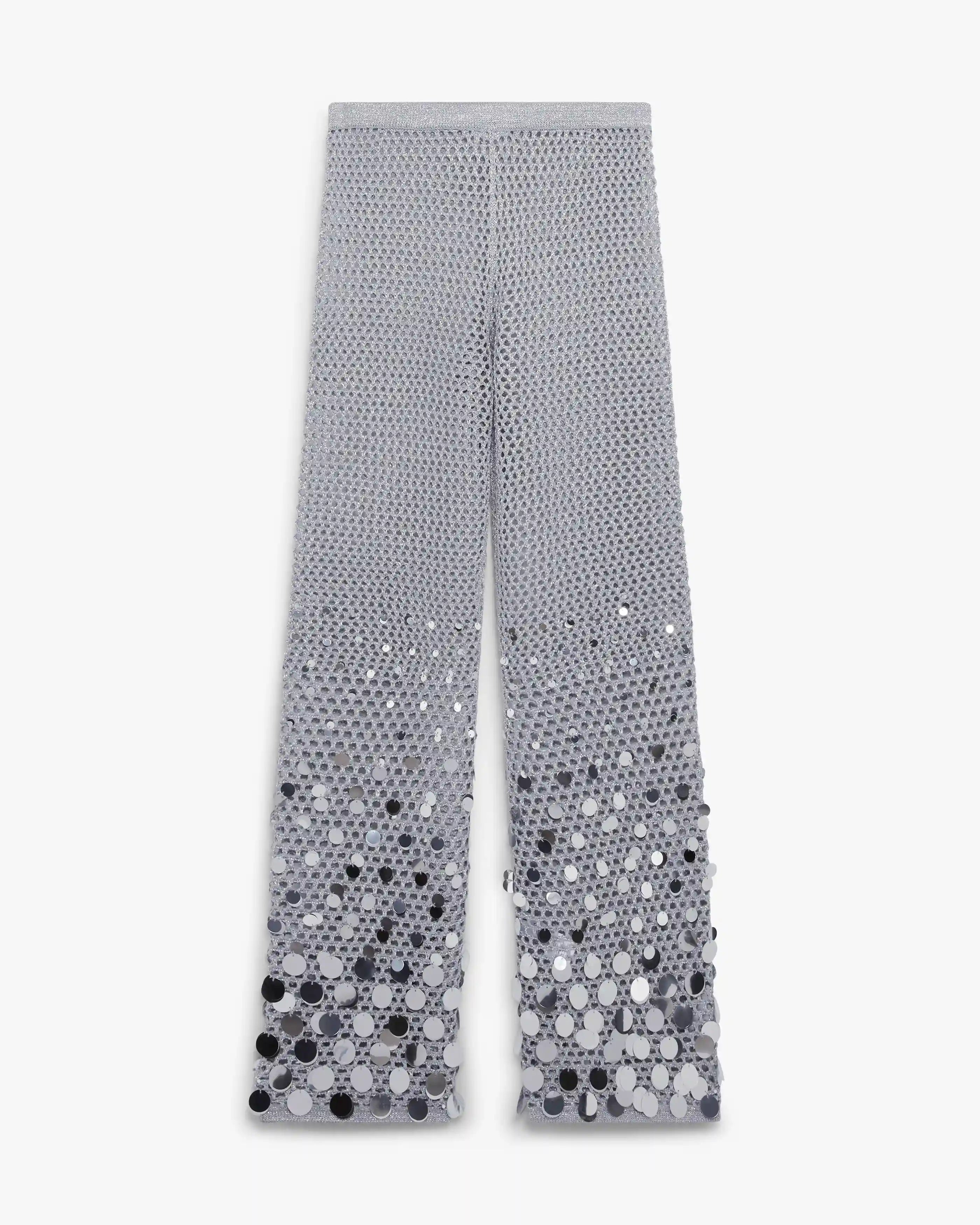 Silver Crochet Mirror Trousers