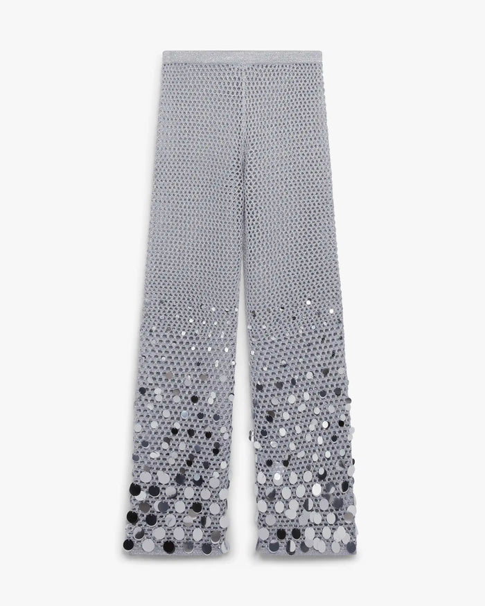 Silver Crochet Mirror Trousers