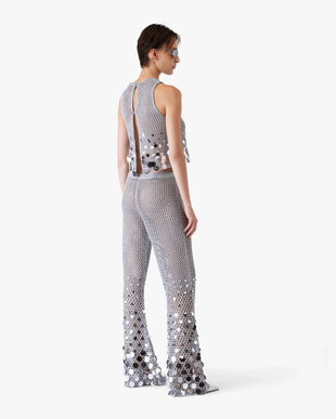 Silver Crochet Mirror Trousers