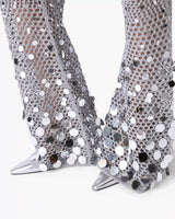 Silver Crochet Mirror Trousers