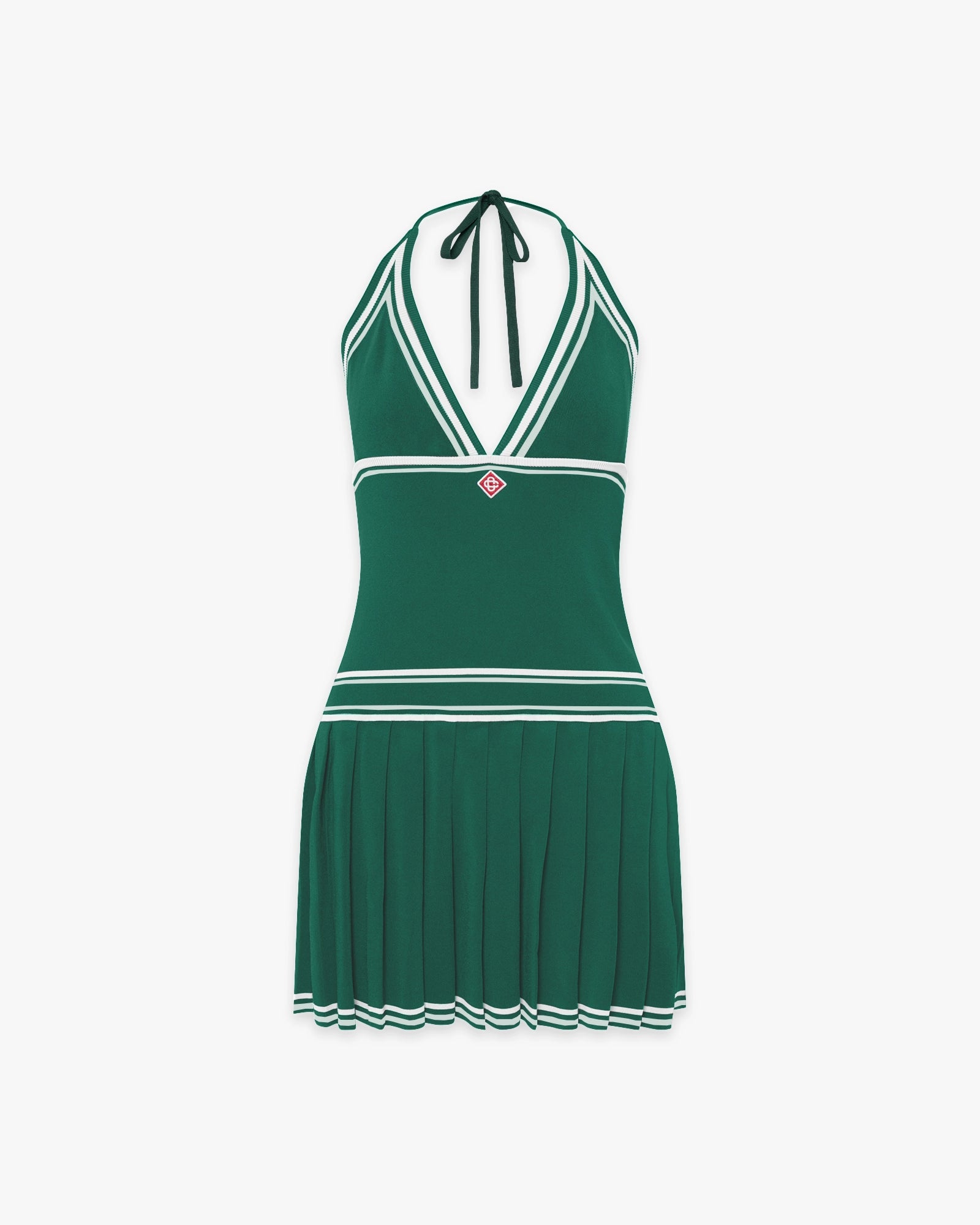 Green Pleated Halter Mini Dress