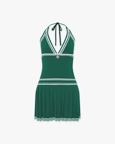 Green Pleated Halter Mini Dress | Casablanca Paris Green Pleated Halter Mini Dress | Casablanca Paris