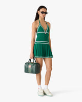 Green Pleated Halter Mini Dress