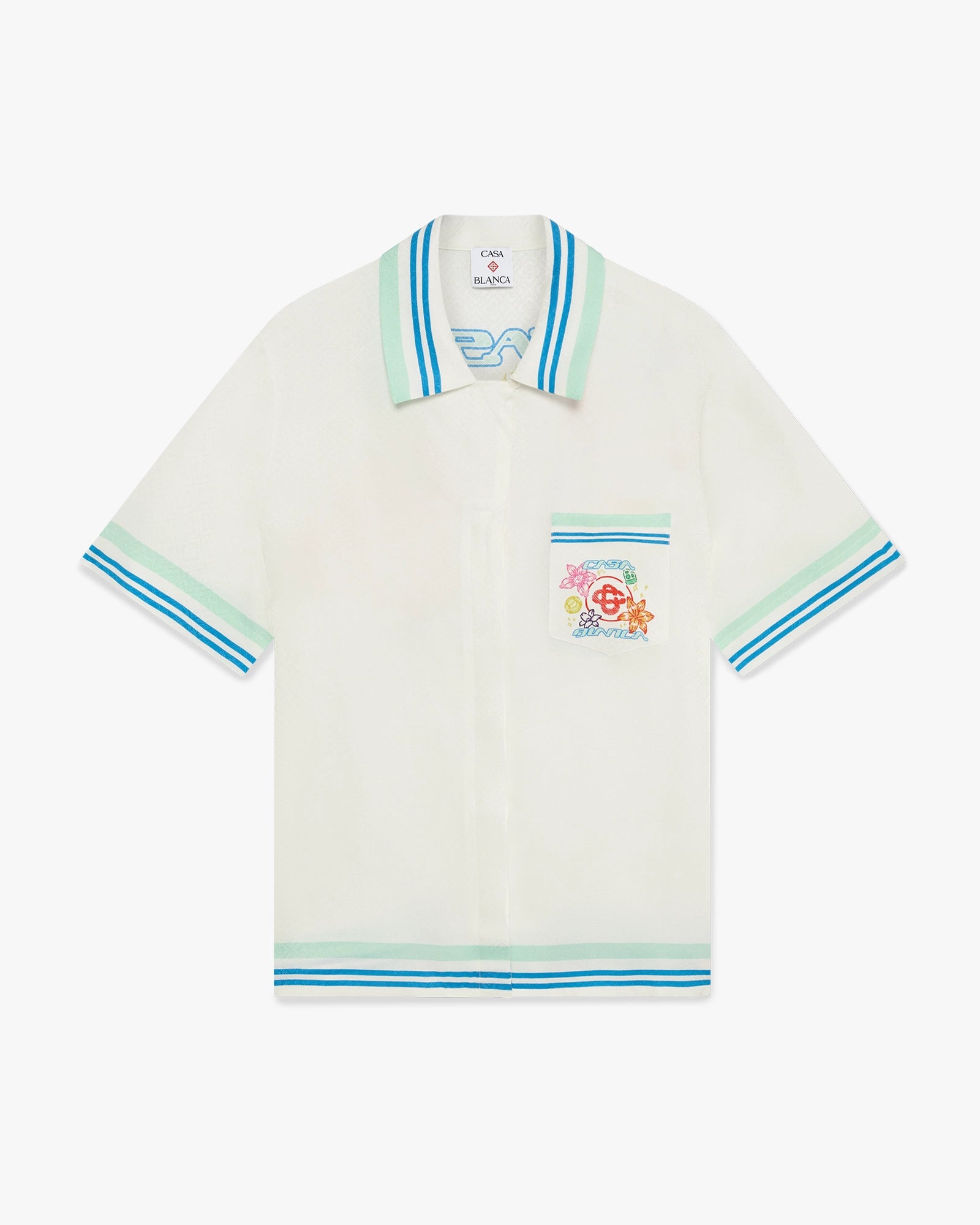 Floral Cuban Collar Short Sleeve Silk Shirt