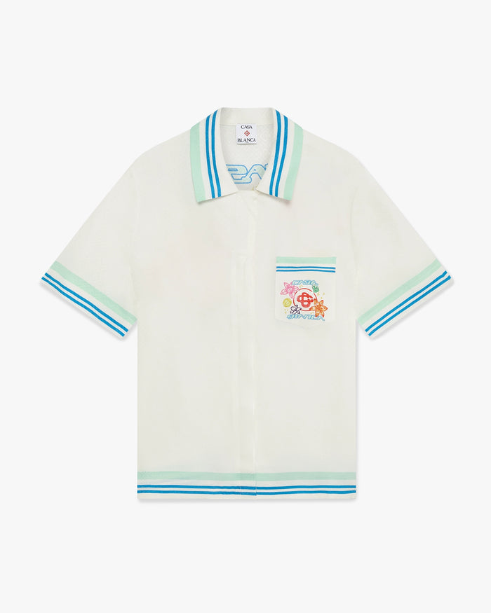 Floral Cuban Collar Short Sleeve Silk Shirt