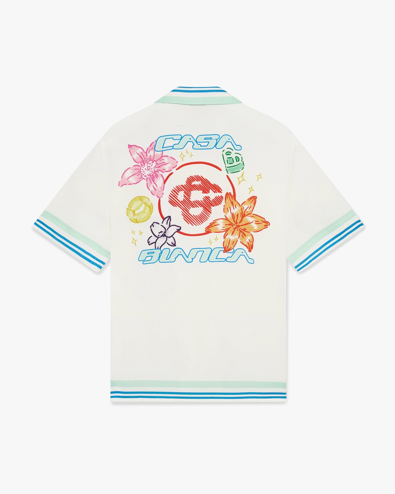 Floral Cuban Collar Short Sleeve Silk Shirt