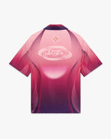 Aubergine Gradient Cuban Collar Short Sleeve Silk Shirt