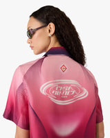 Aubergine Gradient Cuban Collar Short Sleeve Silk Shirt