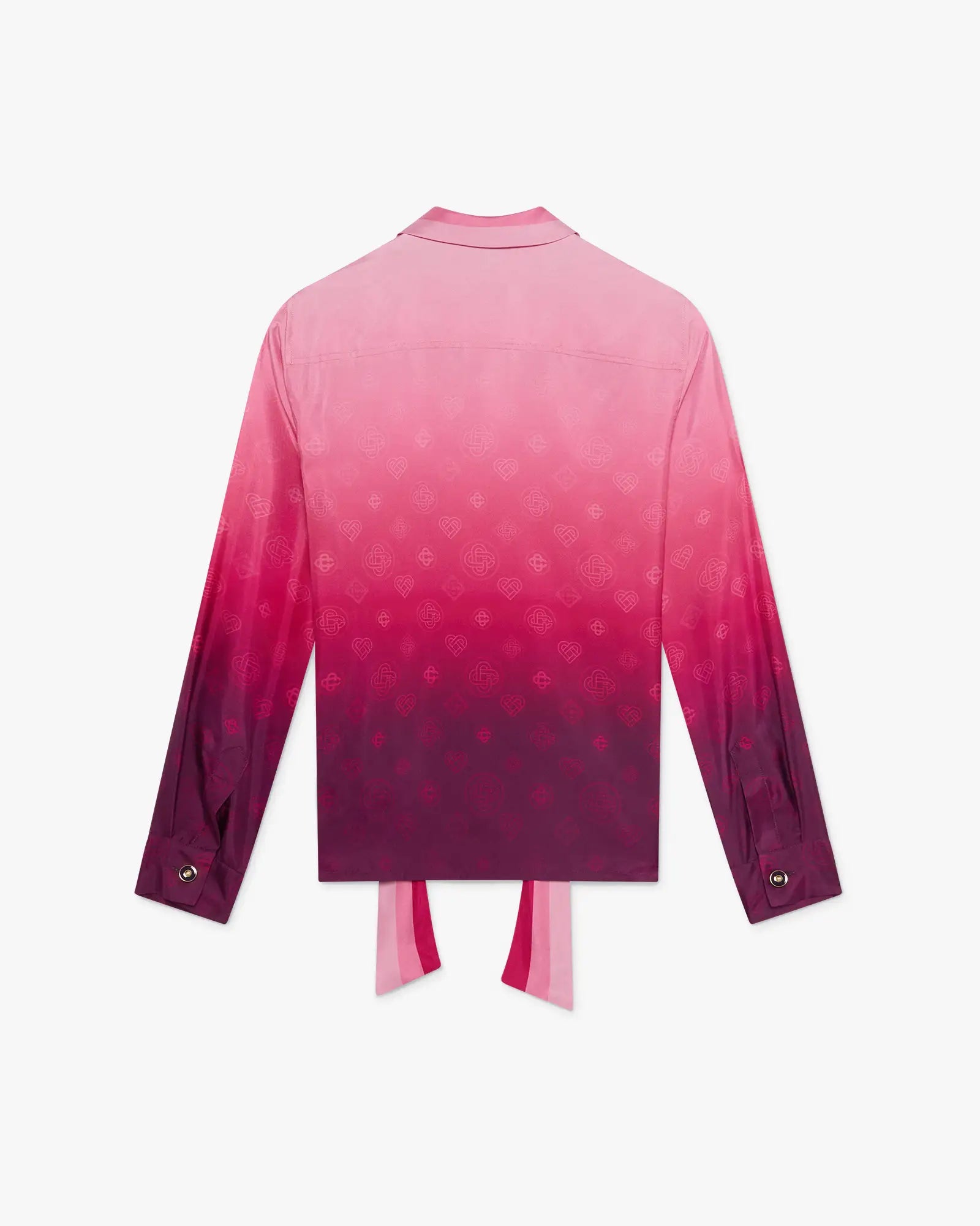 Aubergine Gradient Long Sleeve Scarf Silk Blouse
