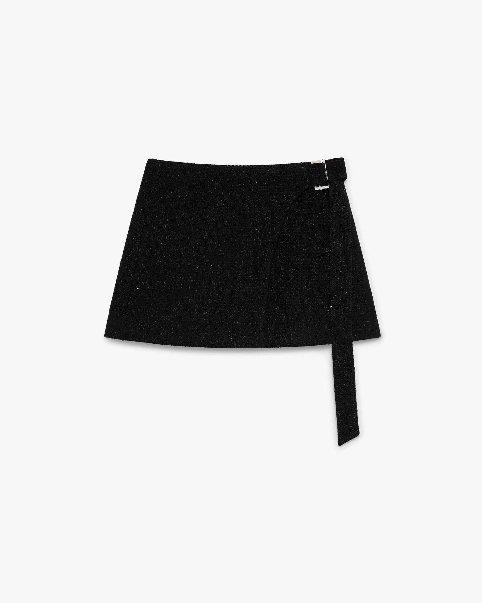 Black Sequin Tweed Mini Skirt