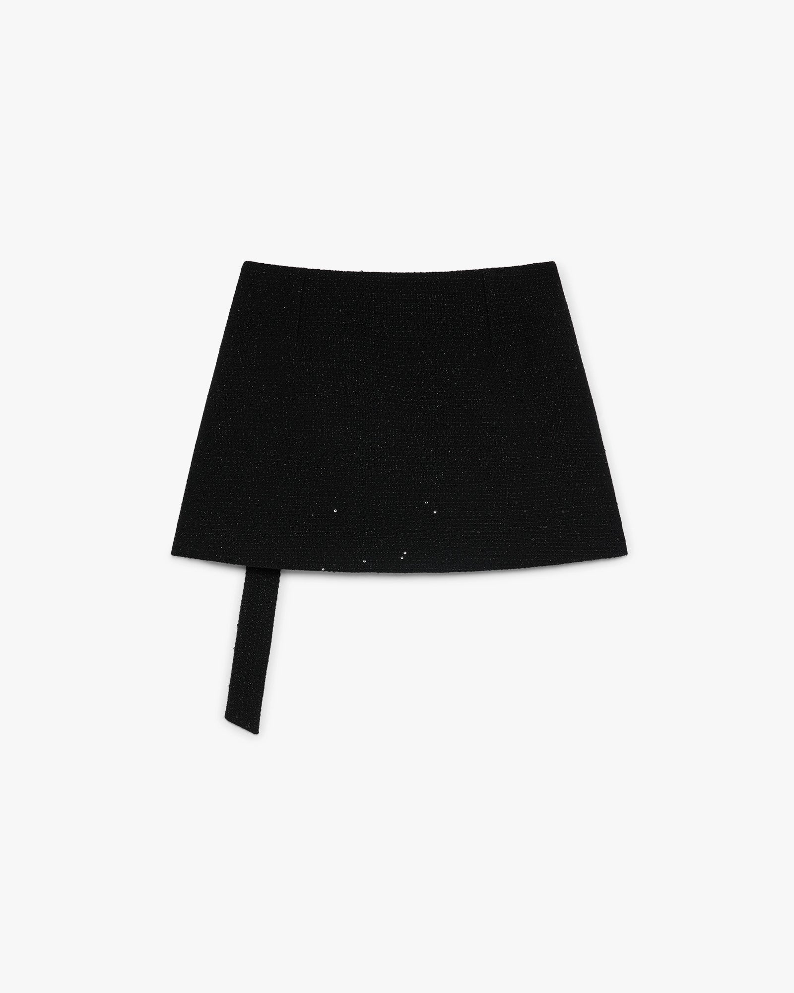 Black Sequin Tweed Mini Skirt