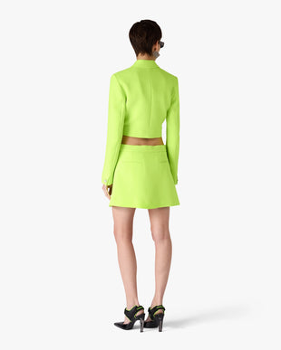 Green Crepe Mini Skirt