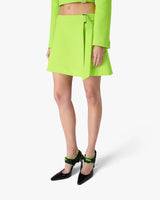 Green Crepe Mini Skirt