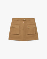 Beige Cotton Pocket Mini Skirt