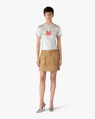 Beige Cotton Pocket Mini Skirt