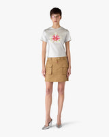 Beige Cotton Pocket Mini Skirt