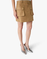 Beige Cotton Pocket Mini Skirt